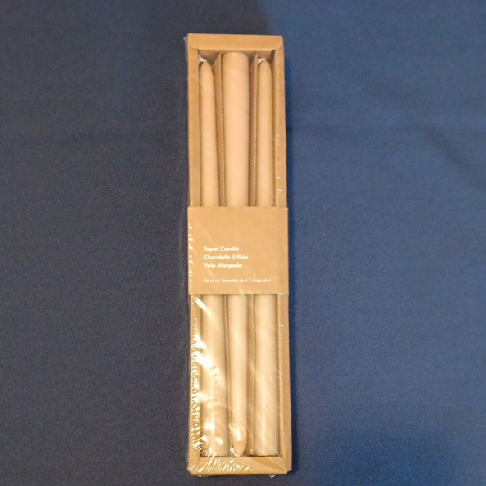 6 Elegant Taper Candles in Taupe